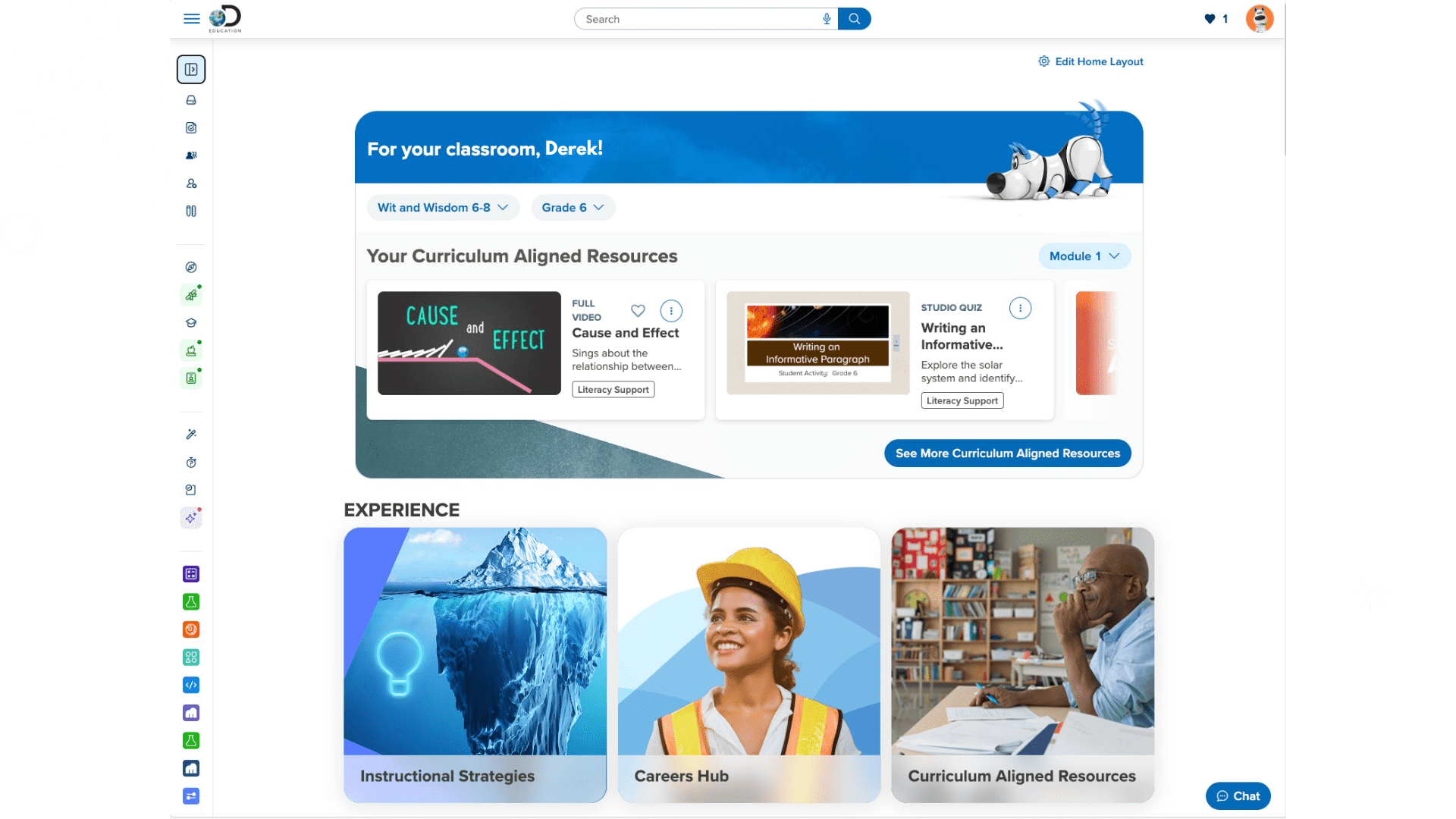 Curriculum-Aligned Resources in Experience
