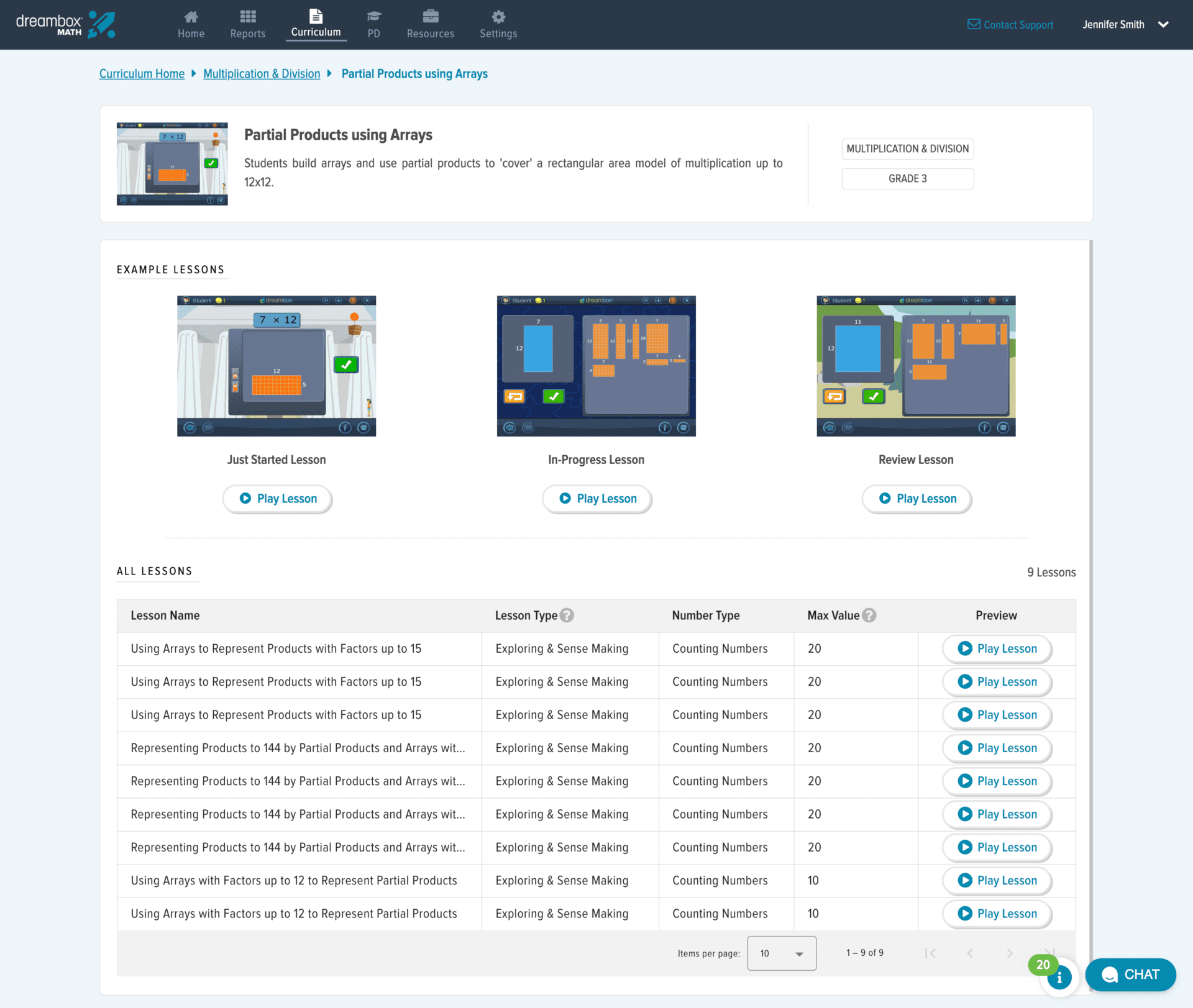 Curriculum Guide Home Domains MD Partial Products wArrays FS png